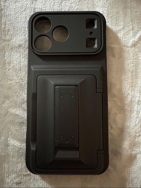 iPhone 17 Pro Max Rugged Black Protective Phone Case w/Kickstand & Card Holder
